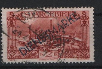 Saargebiet, 1927, Mi.- Nr.: D 21 DD , gestempelt, geprüft / signiert Dr. Bri.! Kabinettstück! Selten!