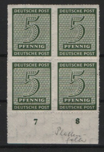 SBZ, West- Sachsen, 1945, Mi.- Nr.: 116 DX, im Ur.- 4er- Block, **! Qualitätsstück! Selten!
