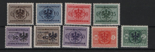 III. Reich, Dt. Bes. II. WK., Laibach, 1944, Portomarken Mi.- Nrn.: 1- 9, **! Qualitätssatz! Selten!