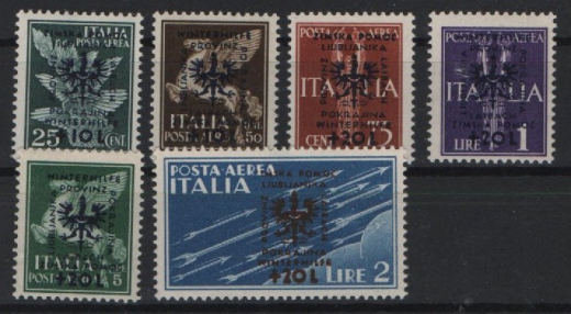 III. Reich, Dt. Bes. II. WK., Laibach, 1944, Mi.- Nrn.: 33- 38, **! Qualitätssatz! Selten!