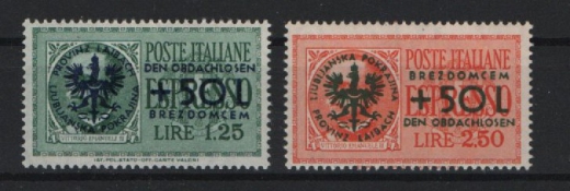 III. Reich, Dt. Bes. II. WK., Laibach, 1944, Mi.- Nrn.: 31 + 32, **, Qualitätssatz! Selten!