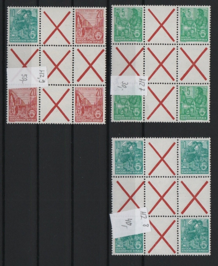 DDR, 1955 / 57 / 60, kl. Lot aus: Mi.- Nrn.: HZ 1, 2, 3, 7 (2x), 8 + 9, ** ! Selten!