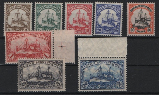 Dt. Kolonien, DSWA, 1906, Mi.- Nrn.: 24- 31 B, **! Selten!