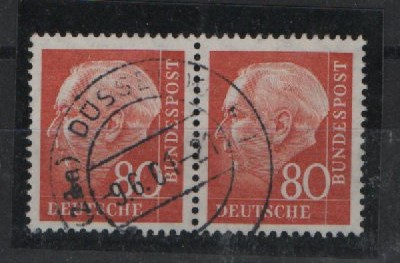 BRD, 1957 / 58, Mi.- Nr.: 264 x (2x, = waagerechtes Paar!), gestempelt! Gutes Bedarfsstück, selten!