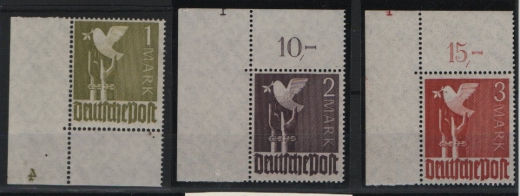 Allierte Besetzung / Kontrollrat, 1947, Mi.- Nr.: 959, 960 + 961, je mit Pl.- Nr., **!