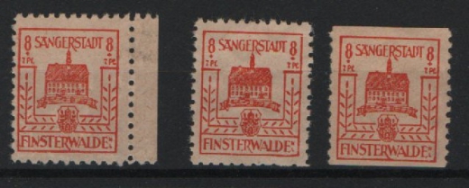 D. - OST, Lokalausgaben, Finsterwalde, 1945, Mi.- Nr.: 5 a V (Versuchszähnung) in 3 Varianten (2 signiert) , **! Sehr selten!