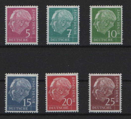 BRD, ca. 1954-65, kl. Lot Heuss- Rollenmarken mit schwarzer Zählnr., **, selten!