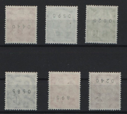 BRD, ca. 1954-65, kl. Lot Heuss- Rollenmarken mit schwarzer Zählnr., **, selten!