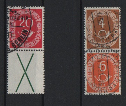 BRD, 1951, Mi.- Nr.: S 1 + S 5, aus Häftchenblättern, gestempelt!