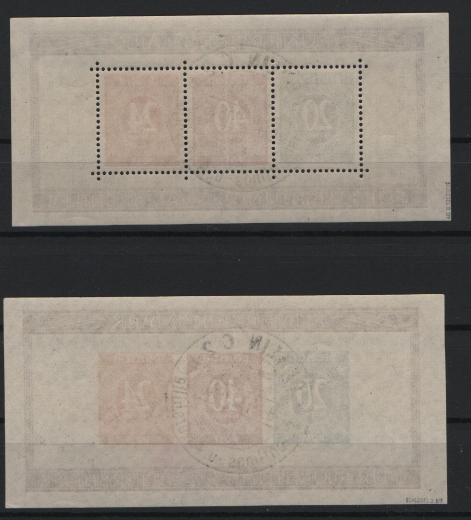 Allierte Besetzung / Kontrollrat, 1946, Mi.- Nrn.: Bl. 12 A / B, gestempelt, je tiefstgeprüft Schlegel BPP! Luxussatz!