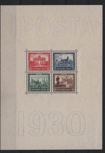 DR, Weimar, 1930, Mi.- Nr.: Bl. 1, ungebraucht, aktueller Befund Schlegel BPP; e+ ...! Kabinettstück! Selten!