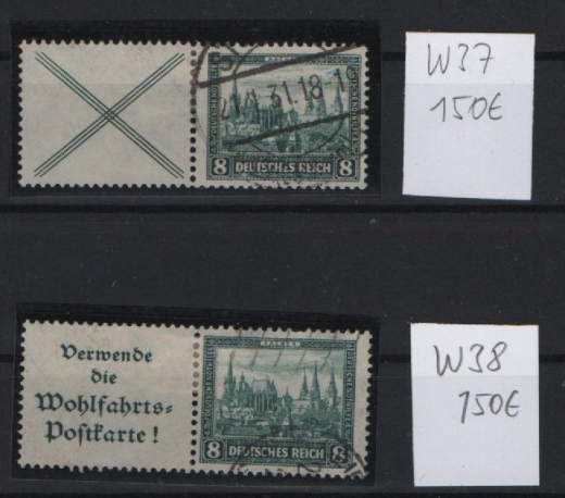 DR / Weimar, 1930, kl. Lot Zusammendrucke, mit Mi.- Nrn.: W 37 - W 38 , gestempelt! Kabinett- Luxusqualität! Selten!