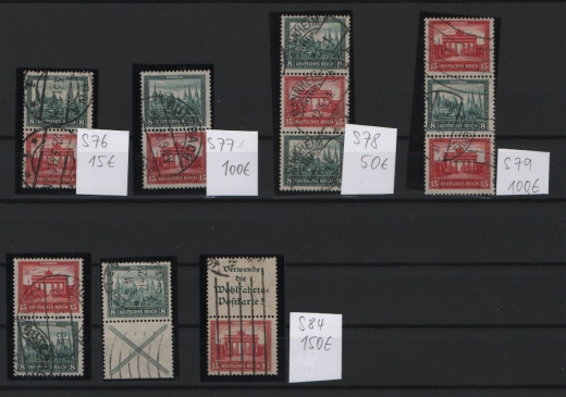 DR / Weimar, 1930, kl. Lot Zusammendrucke, mit Mi.- Nrn.: S 76 - S 84, gestempelt! Bedarf- Luxuserhaltung! Selten!