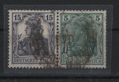 DR, Germania Kriegsdruck / Infla, 1917 / 18, Zusammendrucke, Mi.- Nr.: W 9 aa, gestempelt! Geprüft Infla Berlin! Selten!