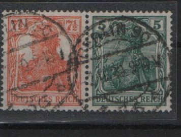 DR, Germania Kriegsdruck / Infla, 1918 / 19, Zusammendrucke, Mi.- Nr.: W 6 ab, gestempelt! Typgeprüft! Selten!