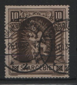 Saargebiet, 1925, Mi.- Nr.: 103 mit Plf. II, gestempelt! Bedarfsstück! Selten!