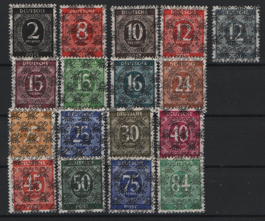 Bizone, 1948, Mi.- Nr.: 52II - 68 II, *, kpl. Satz, geprüft Schlegel BPP! Selten!