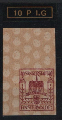 D. - OST, Lokalausgaben, Finsterwalde, 1946, Mi.- Nr.: 10 P I.G , **! Doppelt tiefstgeprüft Zierer BPP! Sehr selten!