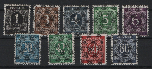 Bizone, 1948, Mi.- Nr.: I/II - IX/II, *, kpl. Satz, geprüft Schlegel BPP! Selten!