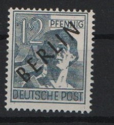 Berlin, 1948, Mi.- Nr.: 5 x, 12 Pfg. Schwarz- Aufdruck, dickes Papier! Doppelt tiefstgeprüft Schlegel BPP! Luxusstück! Selten!