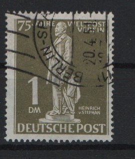 Berlin, 1949, 1 DM, Stephan, Mi.- Nrn.: 40 mit PlF I, gestempelt! Gutes Bedarfsstück! Selten!