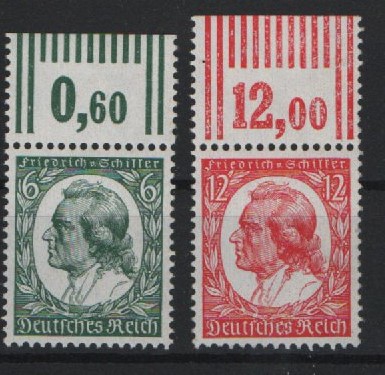 III. Reich, 1934, Mi.- Nr.: 554- 555, **, + WOR (hier je kl. Falzrest. Selten!