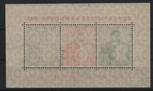 Bizone, 1949, Mi.- Nr.: Bl 1, **, tiefgeprüft Schlegel BPP! Kabinettstück! Selten!