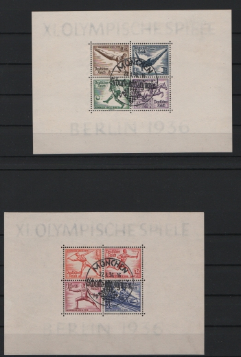 III. Reich, 1936, Mi.- Nr.: Bl. 5 + 6, gestempelt, je tiefstgeprüft Schlegel BPP! In dieser Qualität selten!