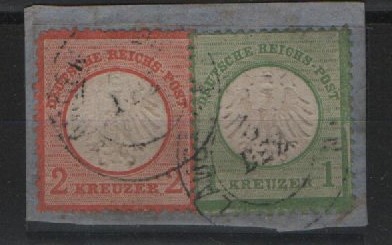 Dt. Kaiserreich, Brustschilder, 1872, Mi.- Nrn.: 7 + 8 auf kl. Briefstück! Akt. Fotoattest Dr. Zill BPP: e+ sehr gut! Kabinettstück! Selten!