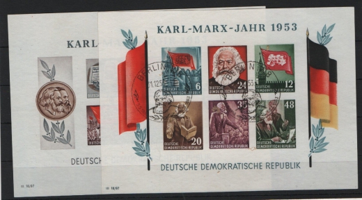 DDR, 1953, Mi.- Nrn.: Bl. 8/9 A/B, gestempelt, Fotoattest Paul BPP: echt + einwandfrei! Je mit passendem Sonderstempel!