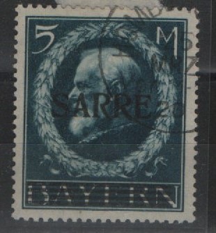 Saargebiet, 1920, Mi.- Nr.: 30, gestempelt, Akt. FA Haslau BPP: e + e! Luxusstück! Sehr selten!