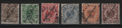 Dt. Kolonien, Marshall- Inseln, ca. 1900, Mi.- Nrn.: 7- 12, gestempelt, (incl. 11b), Kabinettsatz! Selten!