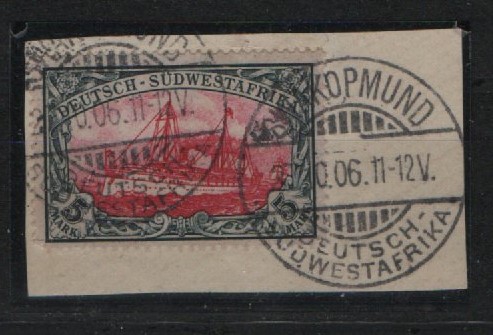 Dt. Kolonien, DSWA, 1906, Mi.- Nr.: 32 Aa auf Briefstück! Gutes Bedarfsstück! Selten!