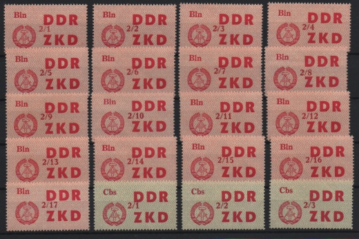 DDR, 1964, Dienstmarken, Laufkontrollzettel ZKD, Mi.- Nr.: 31 / 45 (84), **! 2 Akt. FA Dr. Ruscher BPP: e + e! Luxus! RR!