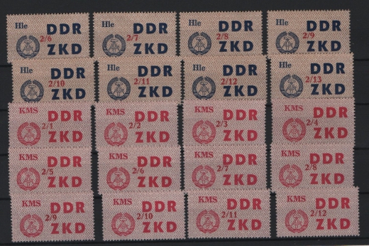 DDR, 1964, Dienstmarken, Laufkontrollzettel ZKD, Mi.- Nr.: 31 / 45 (84), **! 2 Akt. FA Dr. Ruscher BPP: e + e! Luxus! RR!