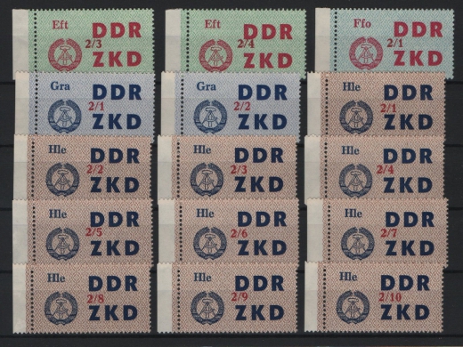 DDR, 1964, Dienstmarken, Laufkontrollzettel ZKD, Mi.- Nr.: 31/45 (84), je mit SR! **! 3 Akt. FA Dr. Ruscher BPP: e + e! Luxus! RR!