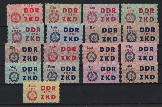 DDR, 1964, Dienstmarken, Laufkontrollzettel ZKD, Mi.- Nr.: 16 / 30 (17 Stk.), **! Akt. FA Dr. Ruscher BPP: e + e! Luxus! RR!