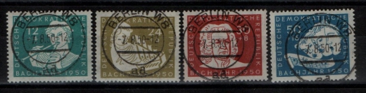 DDR, 1950, Mi.- Nrn.: 256- 259, je zentr. phil. gestempelt! Je tiefstgeprüft Dr. Ruscher BPP! Luxussatz! Selten!