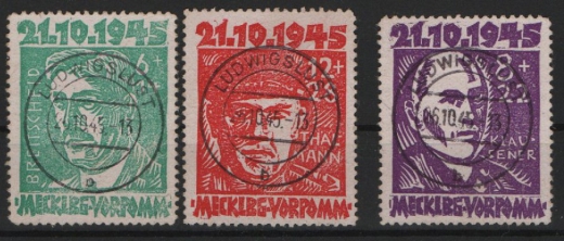 SBZ, MVP, 1945, Mi.- Nrn.: 20- 22, gestempelt! Je tief(st)geprüft Kramp BPP! Selten!