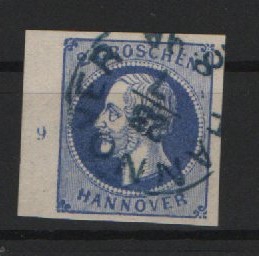 AD, Hannover, 1859, Mi.- Nr.: 15, mit RWZ, gestempelt, Vollrandig! Qualitätsstück, selten!