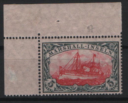 Dt. Kolonien, Marshall- Inseln, 1916, Mi.- Nr.: 27 BI, **, vom Er, (Falzrest auf Er)