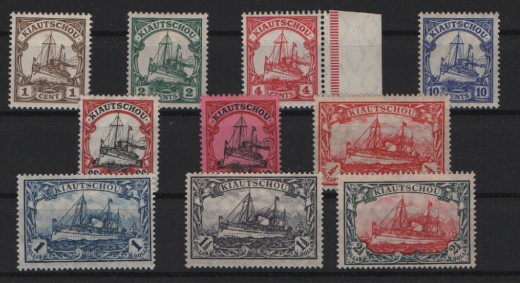 Dt. Kolonien, Kiautschou, 1905 / 19, Mi.- Nrn.: 28- 37, *! Selten!