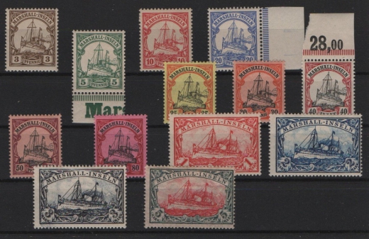 Dt. Kolonien, Marshall- Inseln, ca. 1901 / 16, Mi.- Nrn.: 13- 25, *, selten!