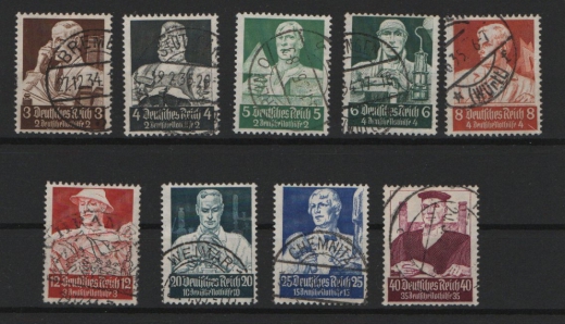 III. Reich, 1934, Mi.- Nr.: 556- 564, Der Ständesatz! Gestempelt! Gute Bedarfserhaltung!