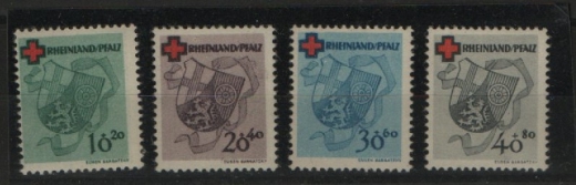 FRZ, Rheinland- Pfalz, 1949, Mi.- Nrn.: 42 A - 45 A, **, Qualitätssatz!