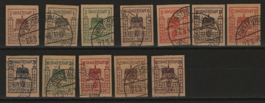 D. - OST, Lokalausgaben, Finsterwalde, 1946, Mi.- Nrn.: 1- 12 , gestempelt! Selten!