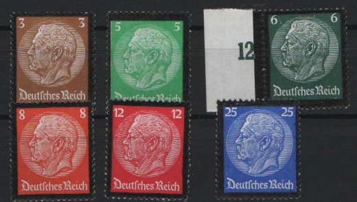III. Reich, 1934, Mi.- Nr.: 548- 553, kpl. Satz, **, je tiefstgeprüft Schlegel BPP! Luxussatz!