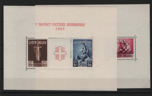 III. Reich, Dt. Bes. II. WK, Serbien, 1943, Mi.- Nrn.: Bl. 3 + 4, **, Kabinettsatz!