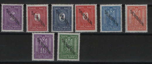 III. Reich, Dt. Bes. II. WK, Serbien, 1941, Portomarken, Mi.- Nrn.: 1- 8, **, Kabinettsatz!