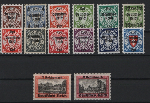 III. Reich, 1939, Mi.- Nrn.: 716- 729, Kpl.- Satz, **, 728- 29 tiefstgeprüft Schlegel BPP! Selten!